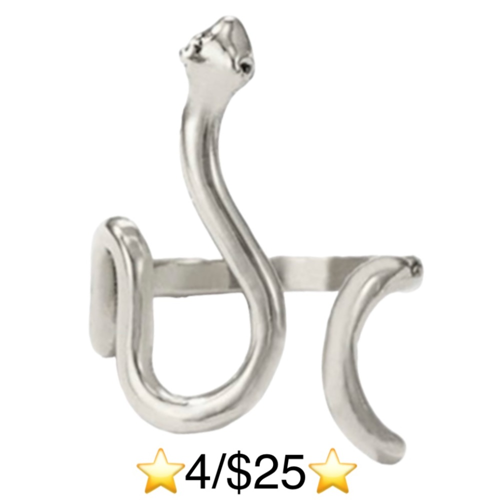 Adjustable Open Style Silver Tone Snake Ring